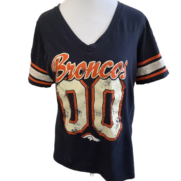 NFL Team Apparel Women's Large Denver Broncos Short Sleeve V-Neck T-Shirt - Picture 1 of 5